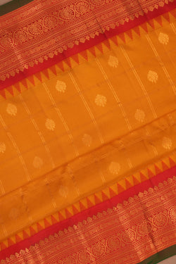 Image of Gadwal Silk Kattam Yellow Saree