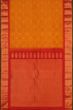 Image of Gadwal Silk Kattam Yellow Saree