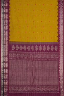 Image of Gadwal Silk Kattam Spring Yellow Saree