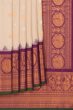 Image of Gadwal Silk Off-White Saree