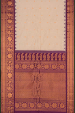 Image of Gadwal Silk Off-White Saree