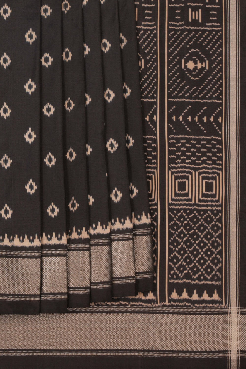 Pochampally Ikat Silk Black Saree