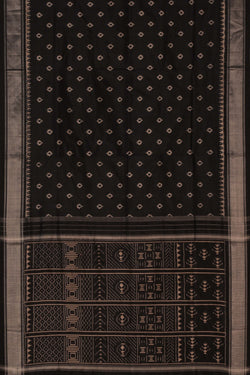 Image of Pochampally Ikat Silk Black Saree