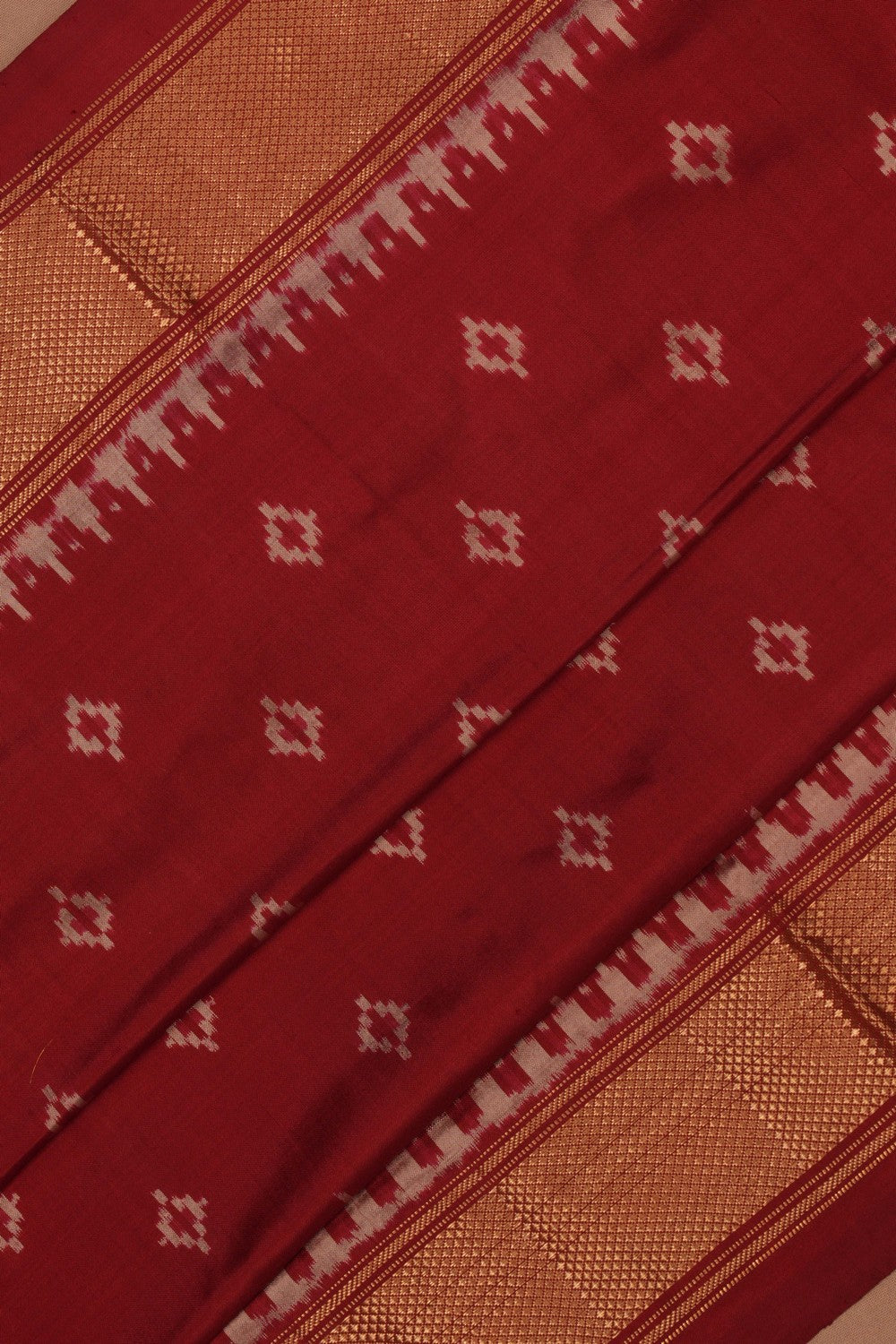 Pochampally Ikat Silk Maroon Saree