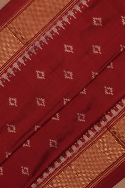 Image of Pochampally Ikat Silk Maroon Saree