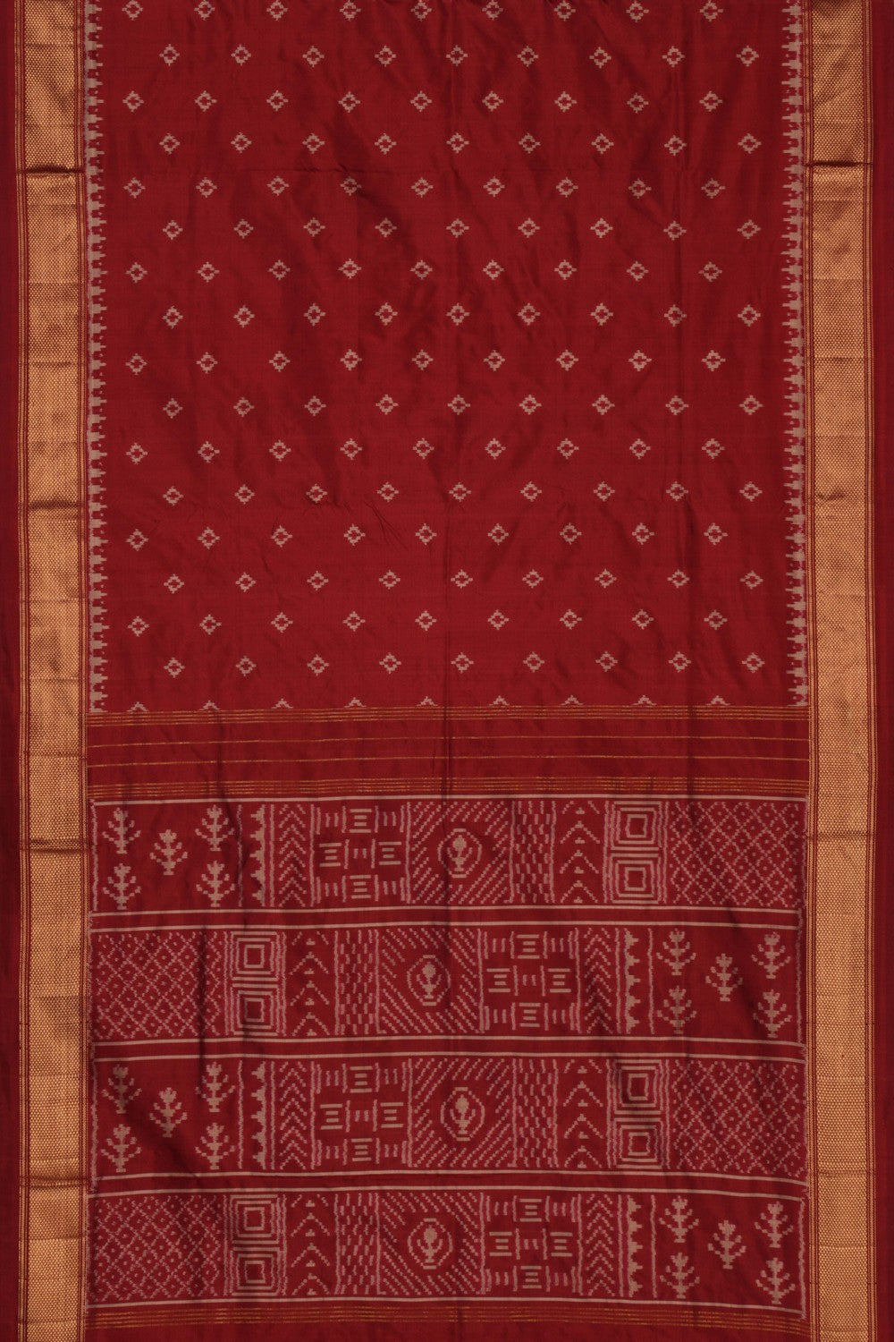 Pochampally Ikat Silk Maroon Saree