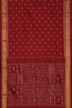 Image of Pochampally Ikat Silk Maroon Saree