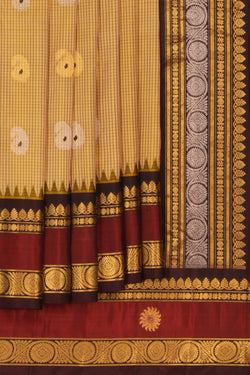 Image of Gadwal Silk Kattam Yellow Saree