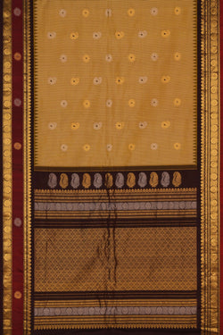 Image of Gadwal Silk Kattam Yellow Saree