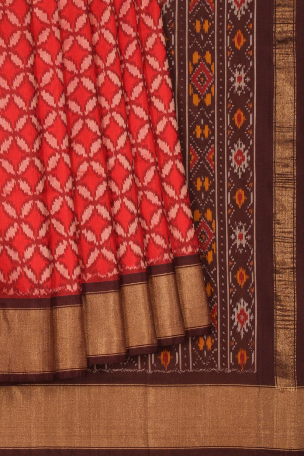 Pochampally Ikat Silk Red Saree