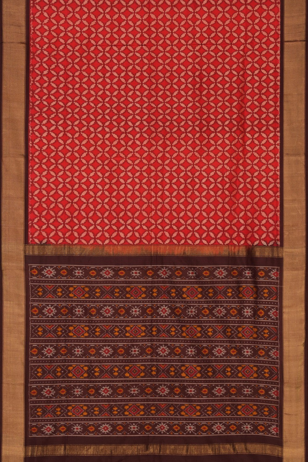 Pochampally Ikat Silk Red Saree