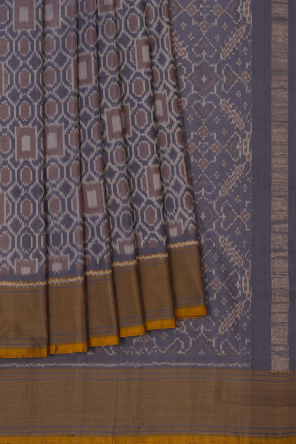 Pochampally Ikat Silk Grey Saree