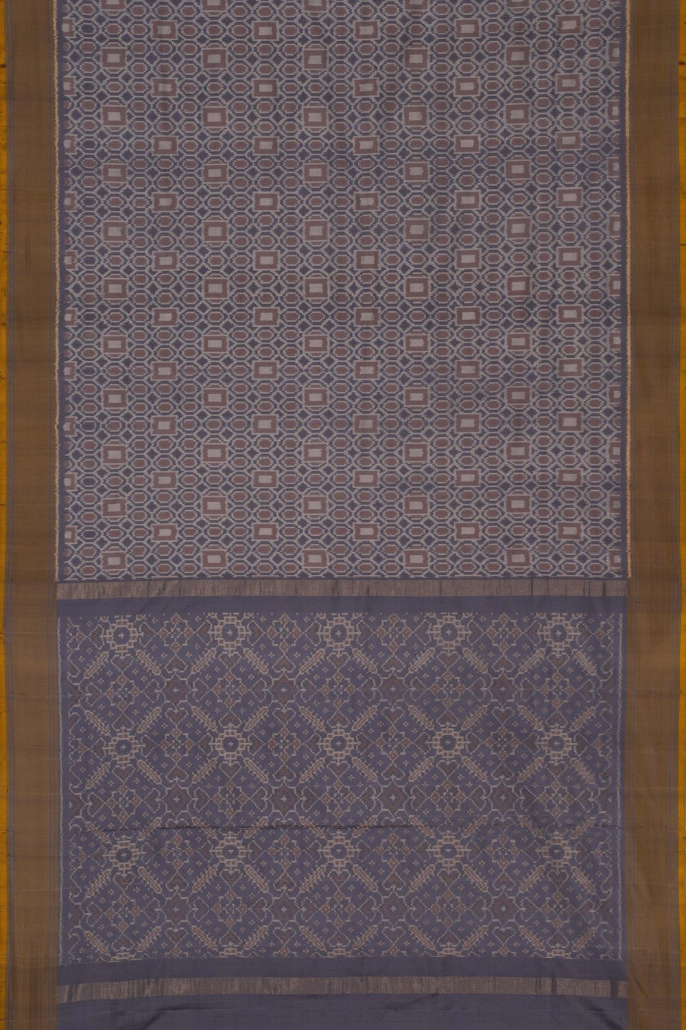 Pochampally Ikat Silk Grey Saree