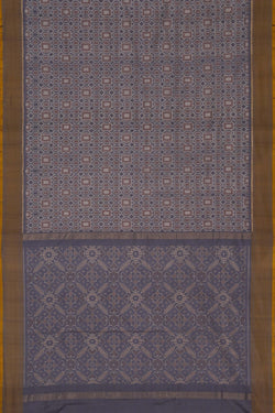 Image of Pochampally Ikat Silk Grey Saree