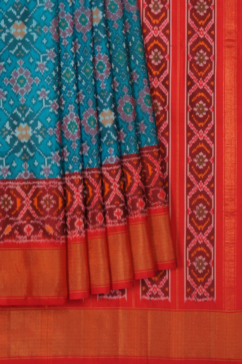 Pochampally Ikat Silk Blue Saree