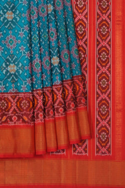 Image of Pochampally Ikat Silk Blue Saree