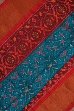 Image of Pochampally Ikat Silk Blue Saree