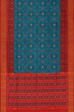 Image of Pochampally Ikat Silk Blue Saree