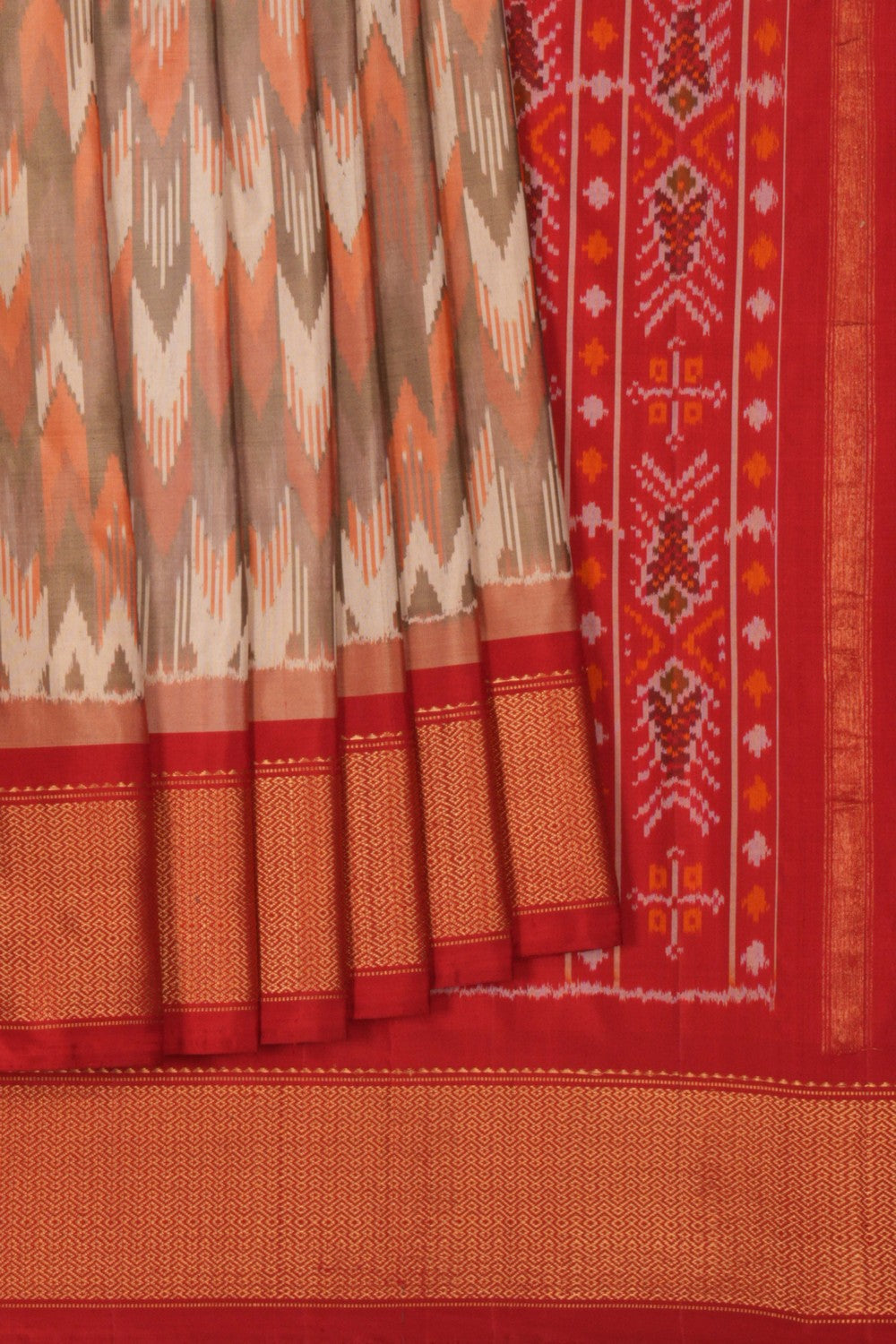 Pochampally Ikat Silk Grey Saree