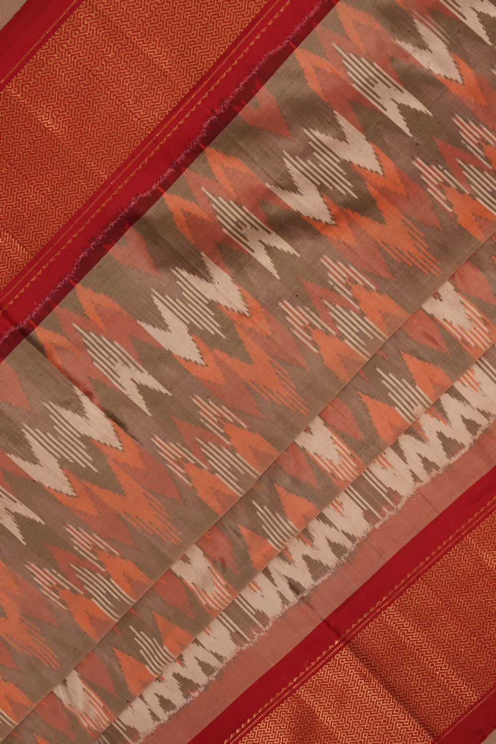 Pochampally Ikat Silk Grey Saree