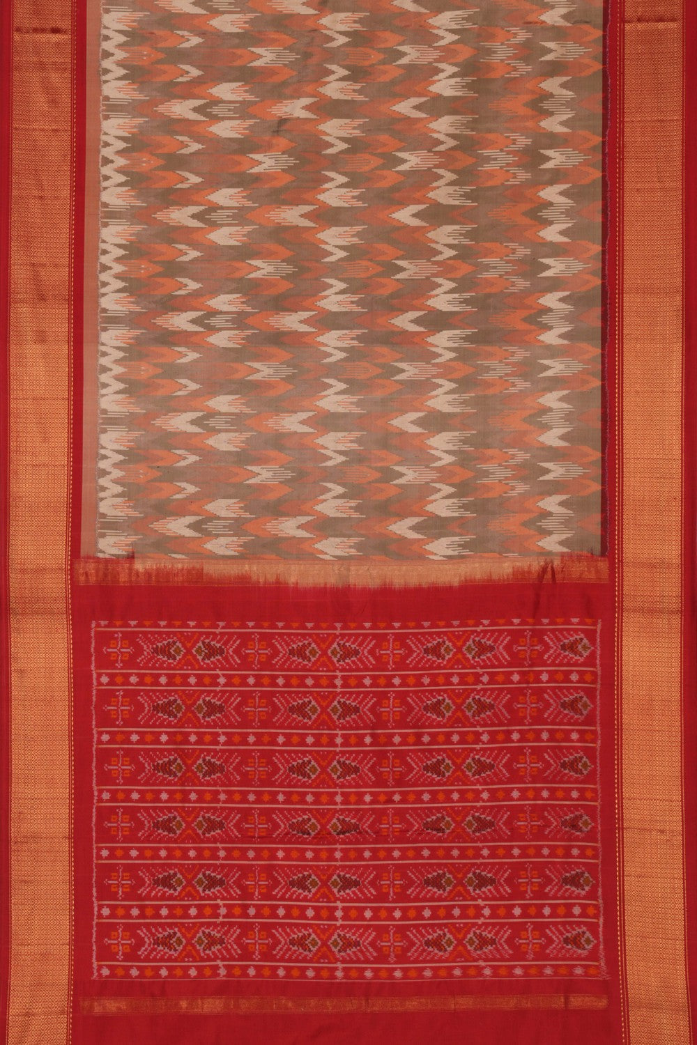 Pochampally Ikat Silk Grey Saree