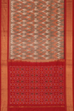 Image of Pochampally Ikat Silk Grey Saree