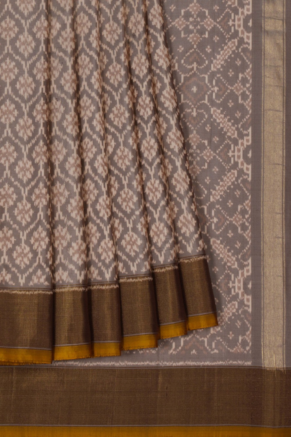 Pochampally Ikat Silk Grey Saree