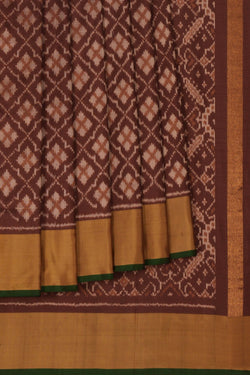 Image of Pochampally Ikat Silk Brown Saree