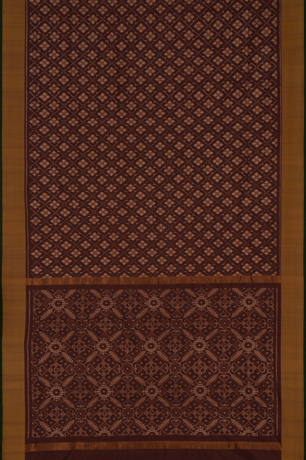 Pochampally Ikat Silk Brown Saree