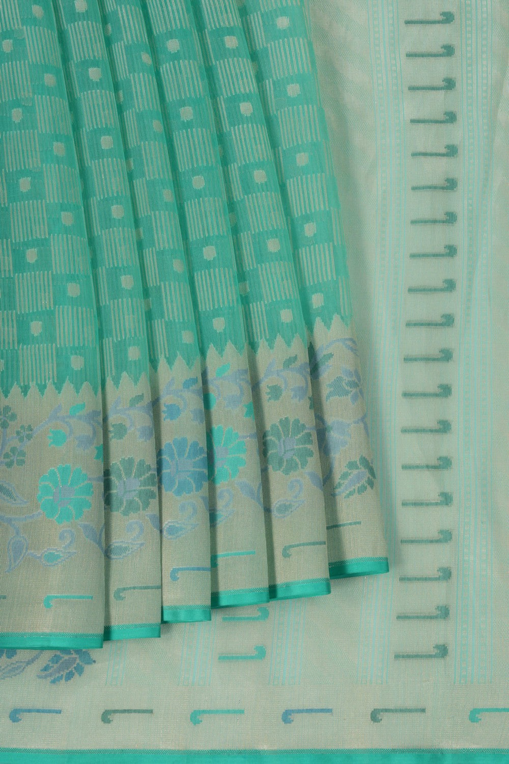 Image of Kora Silk Aqua Green Saree