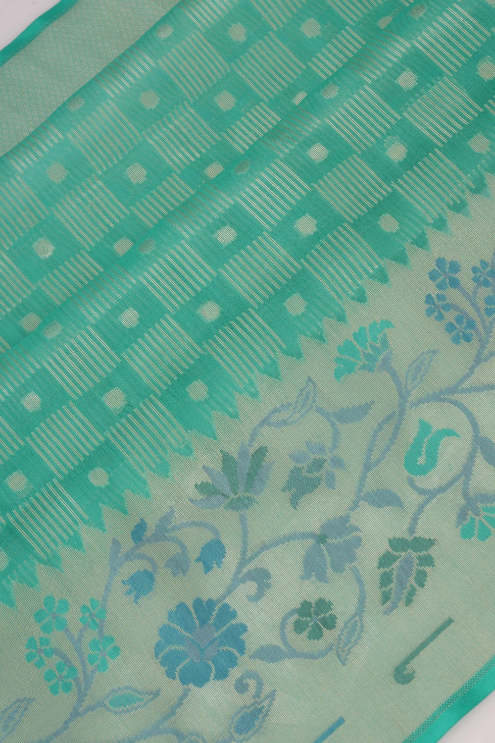 Image of Kora Silk Aqua Green Saree