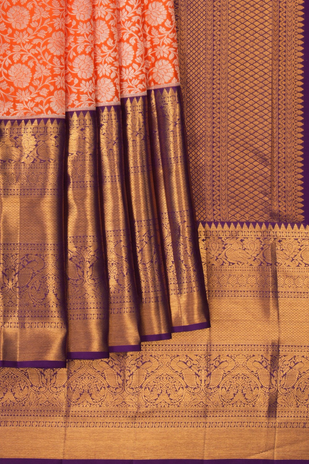 Kanchipattu Brocade Orange Saree