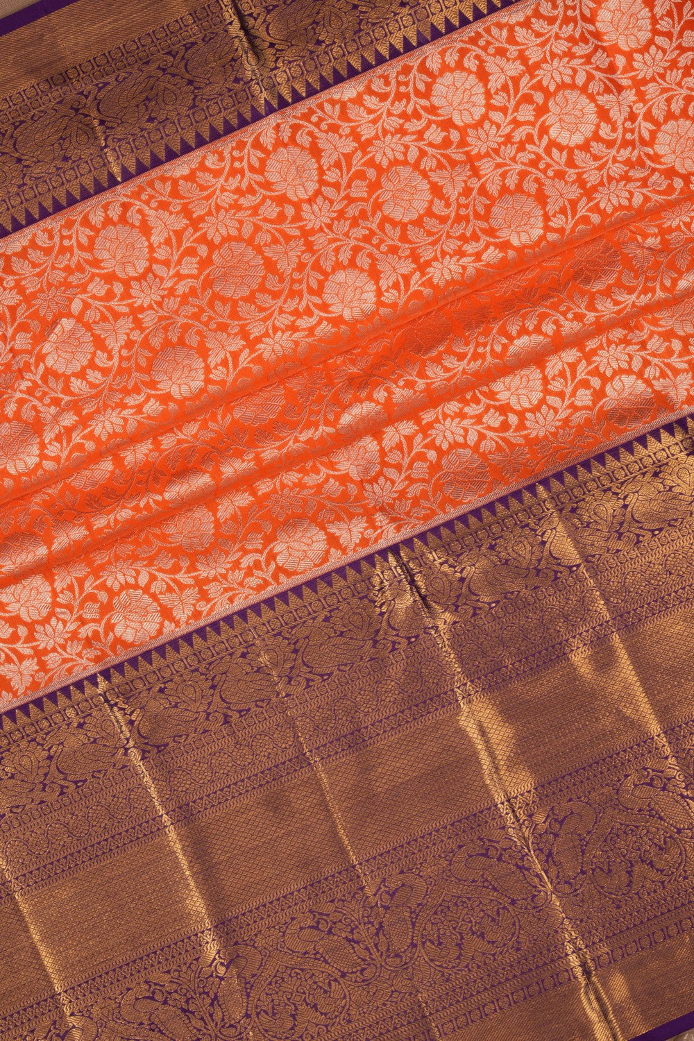 Kanchipattu Brocade Orange Saree