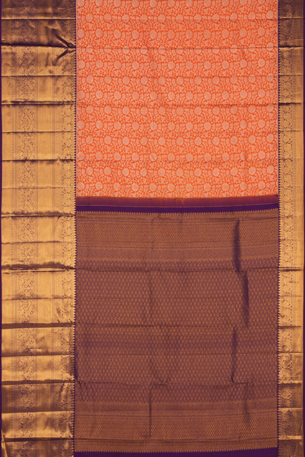 Kanchipattu Brocade Orange Saree