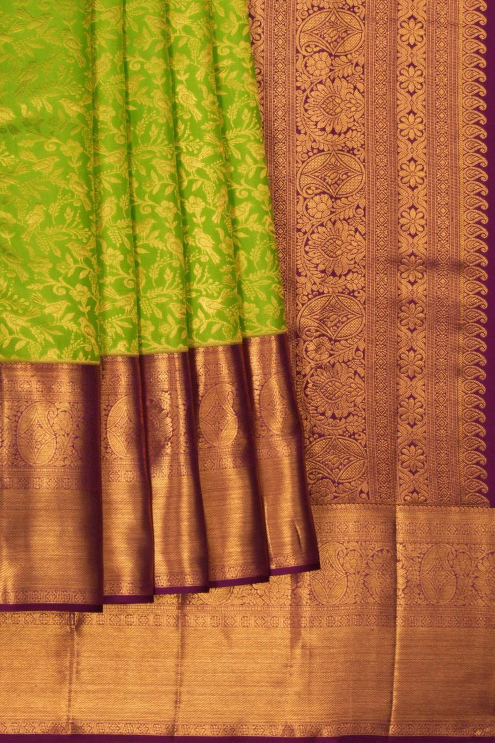 Kanchipattu Brocade Vibrant Green Saree