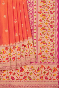 Image of Banarasi Katan Silk Peach Saree