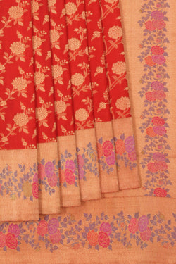 Image of Banarasi Katan Silk Red Saree