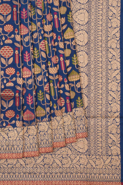 Image of Banarasi Katan Silk Blue Saree