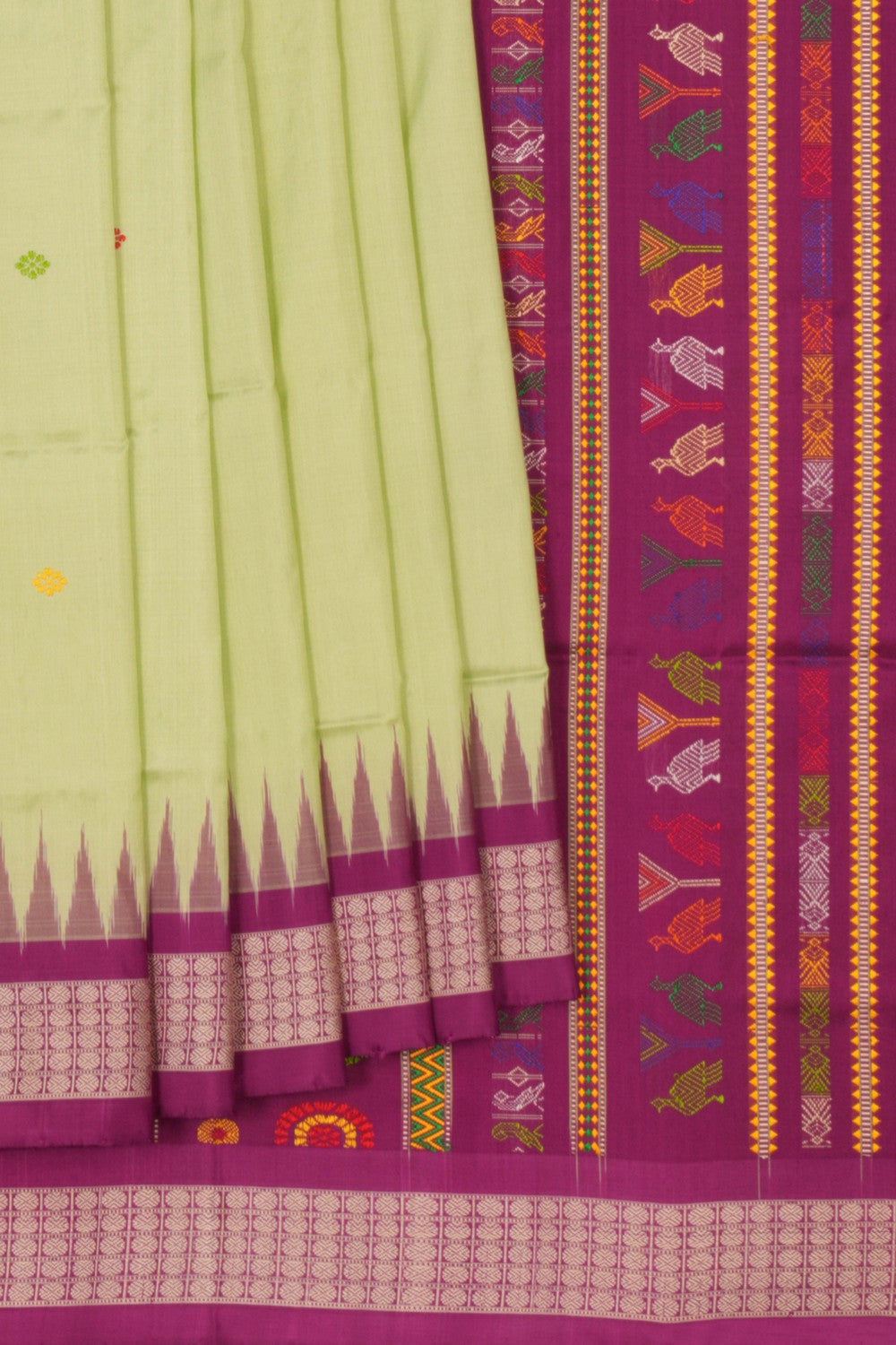 Sambalpuri Silk Mint Green Saree