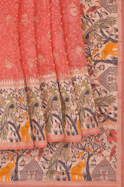 Image of Bandhani Saree With Paithani Border