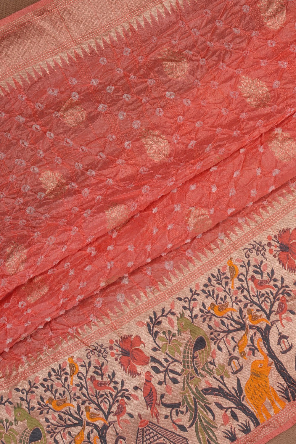 Bandhani Saree With Paithani Border