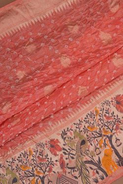 Image of Bandhani Saree With Paithani Border