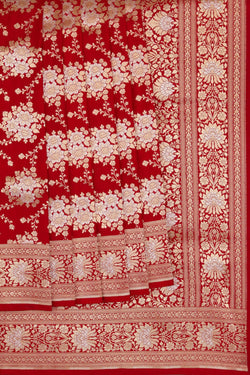 Image of Banarasi Katan Silk Red Saree