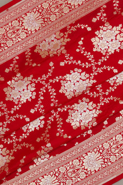 Image of Banarasi Katan Silk Red Saree