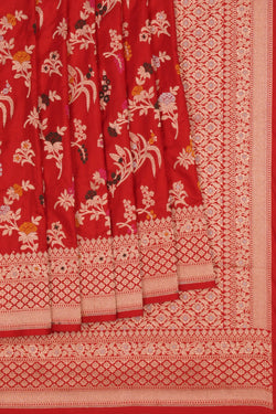 Image of Banarasi Katan Silk Red Saree