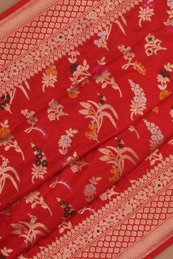 Image of Banarasi Katan Silk Red Saree