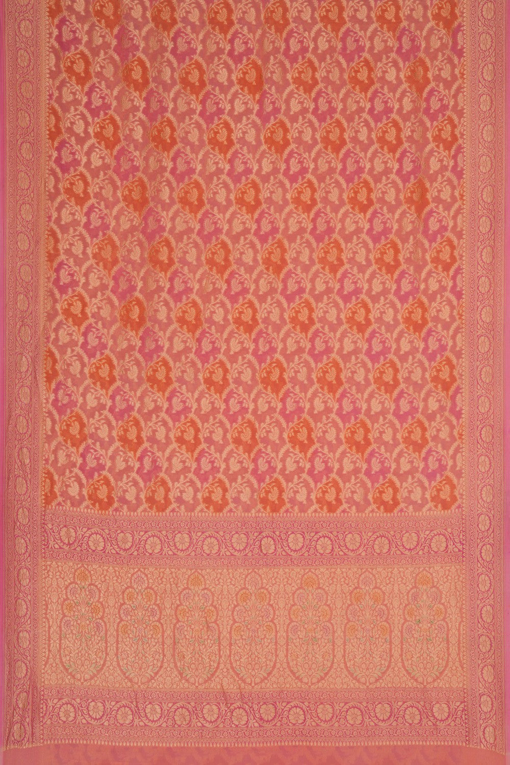 Banarasi Chiffon Coral Pink Saree