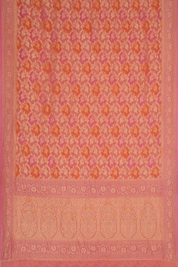 Image of Banarasi Chiffon Coral Pink Saree