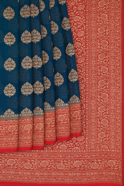 Image of Banarasi Chiffon Blue Saree