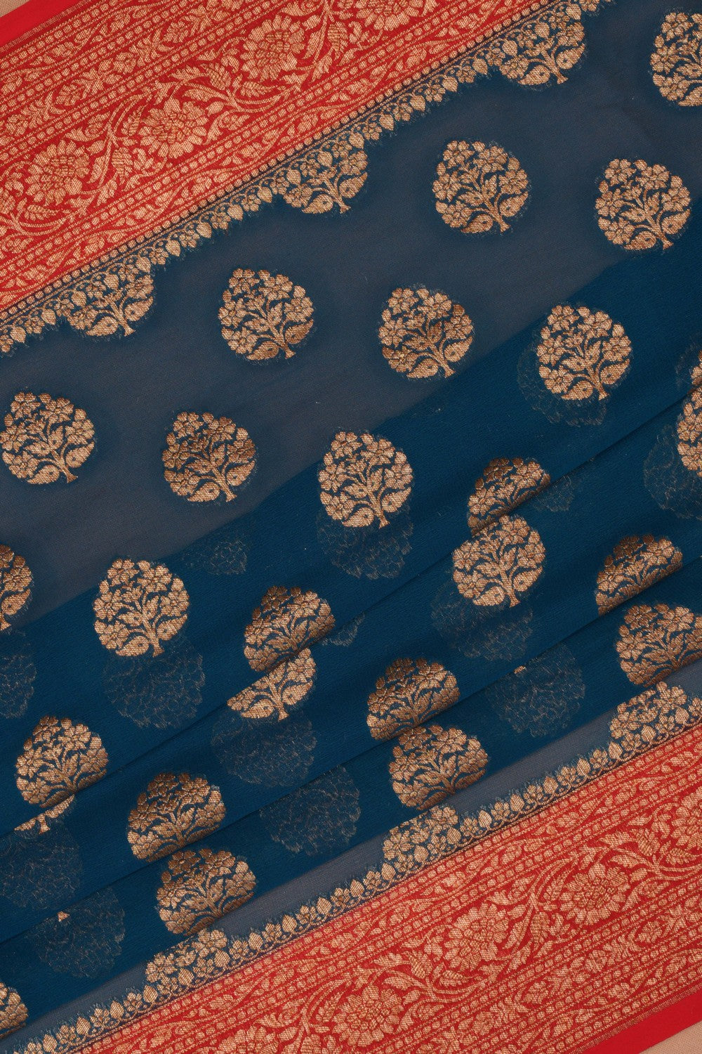 Banarasi Chiffon Blue Saree